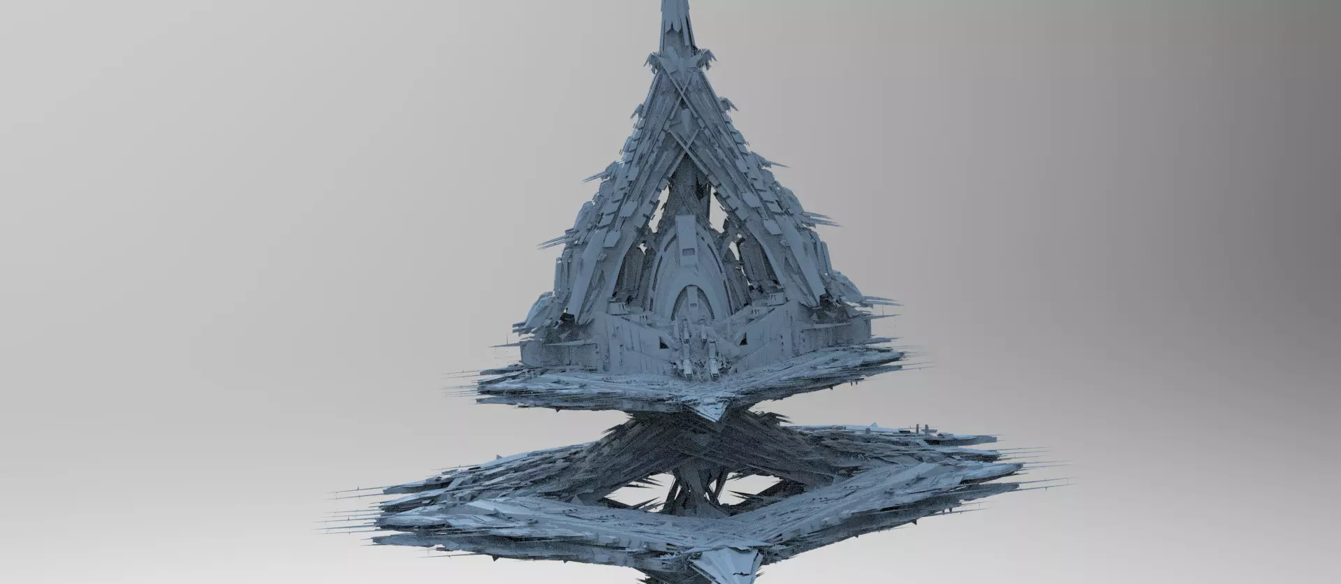 Spaceship Cloud array podium 3D model_0