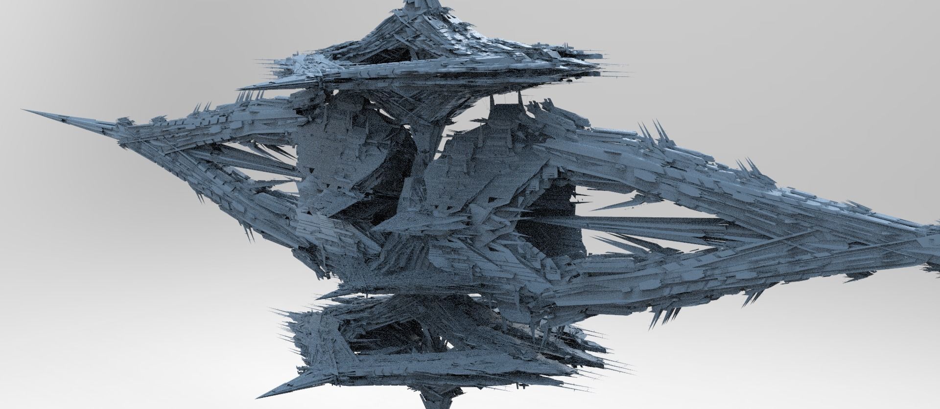 Spaceship Cloud fusion towers space relay grid 3 3D model_1