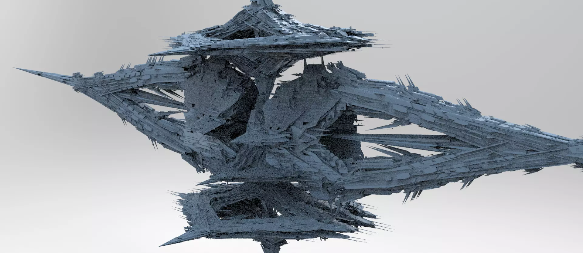 Spaceship Cloud fusion towers space relay grid 3 3D model_0