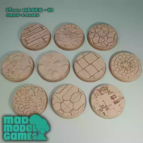 25mm Bases - 10 - Group A - DND character bases 