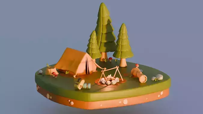 Stylized Camping Render