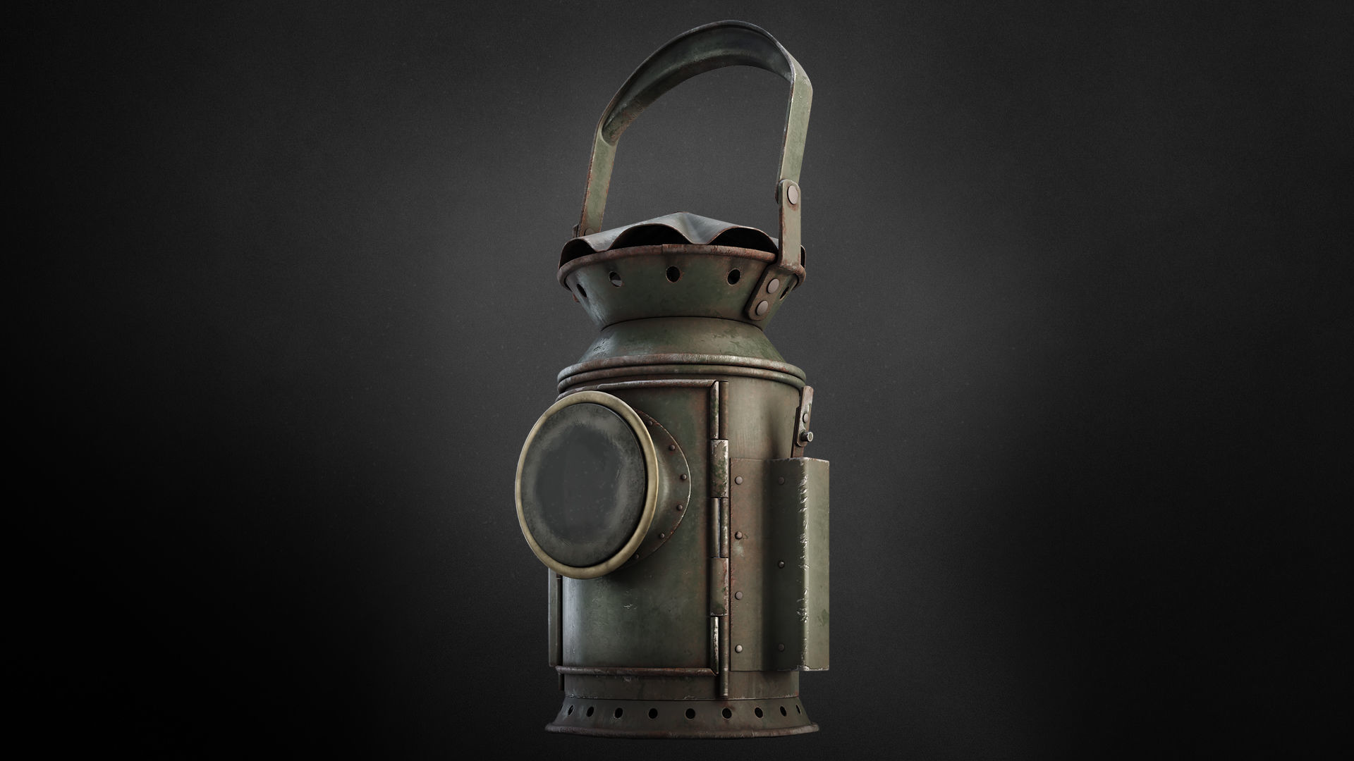 Old railway lamp Low-poly 3D model_5