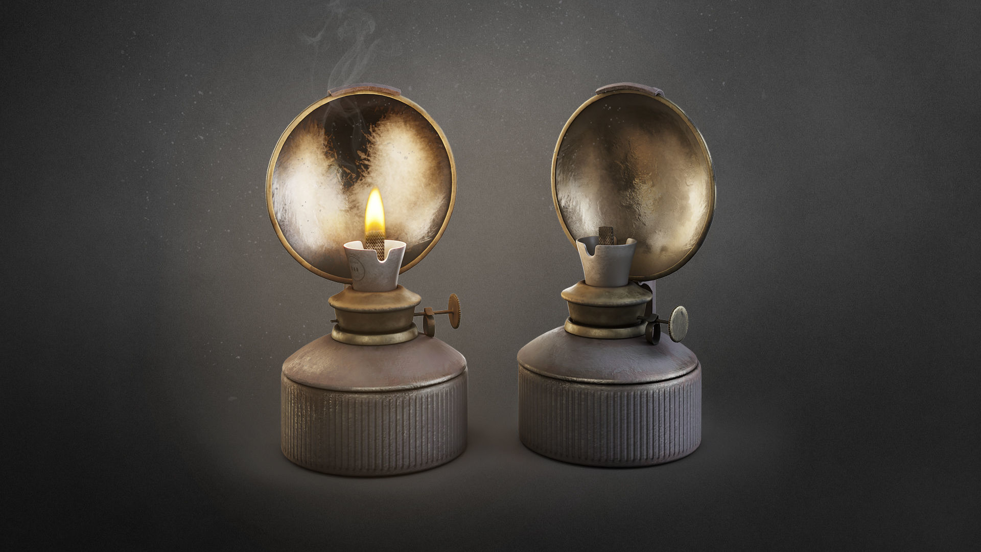 Old railway lamp Low-poly 3D model_7