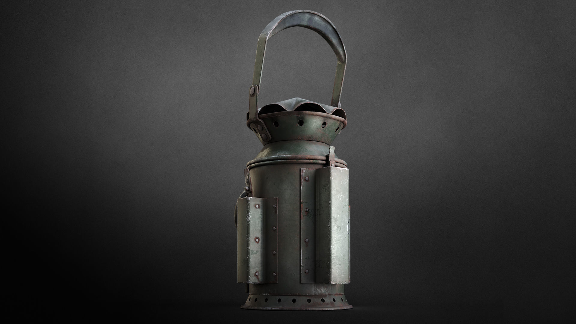 Old railway lamp Low-poly 3D model_6