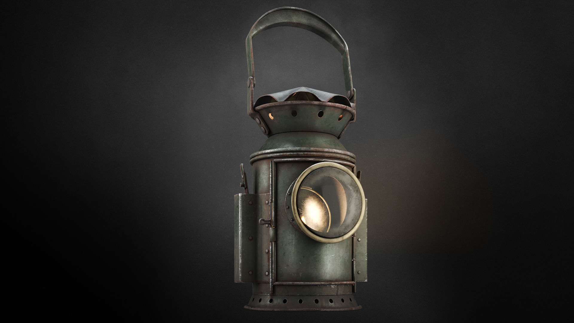 Old railway lamp Low-poly 3D model_2