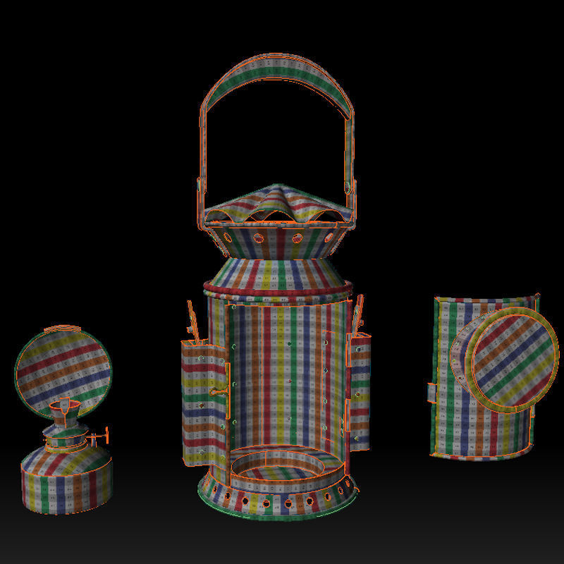 Old railway lamp Low-poly 3D model_9