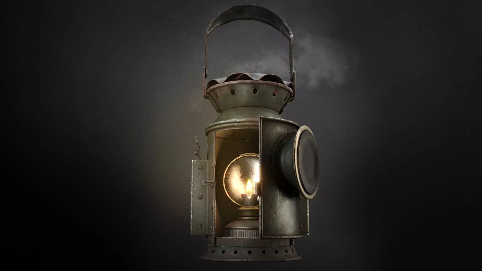 Old railway lamp Low-poly 3D model_0