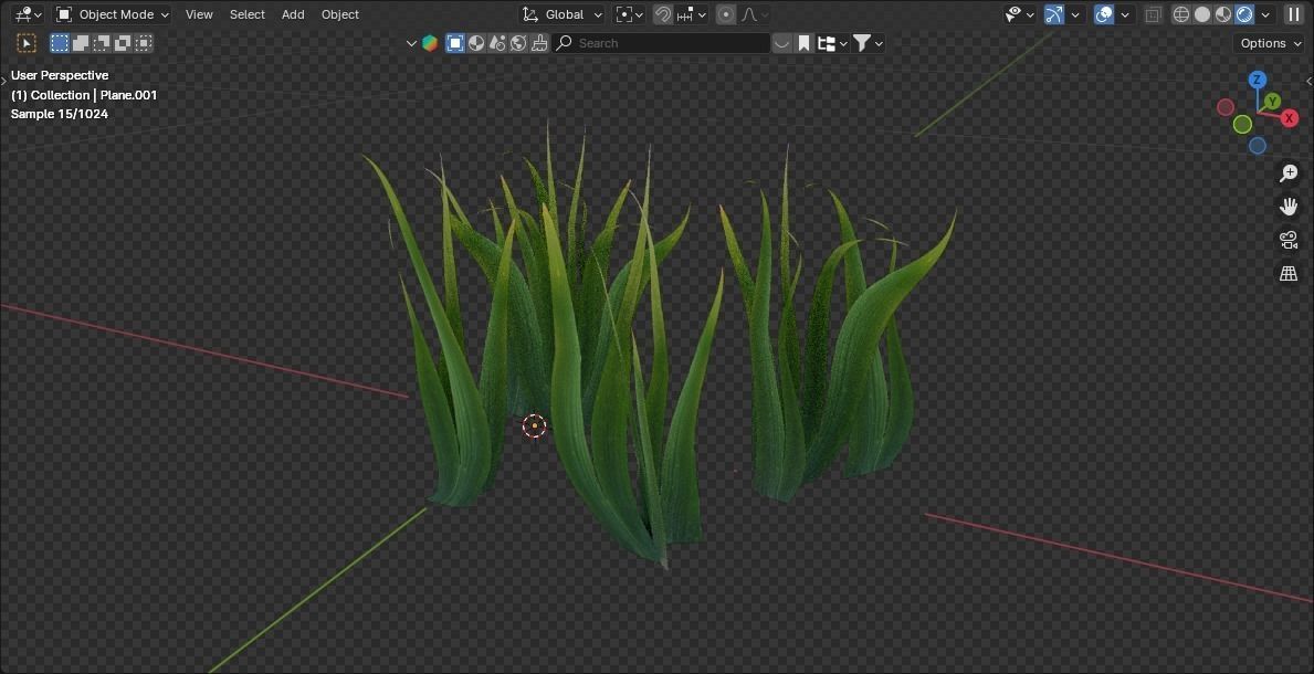 low poly big grass Low-poly 3D model_4