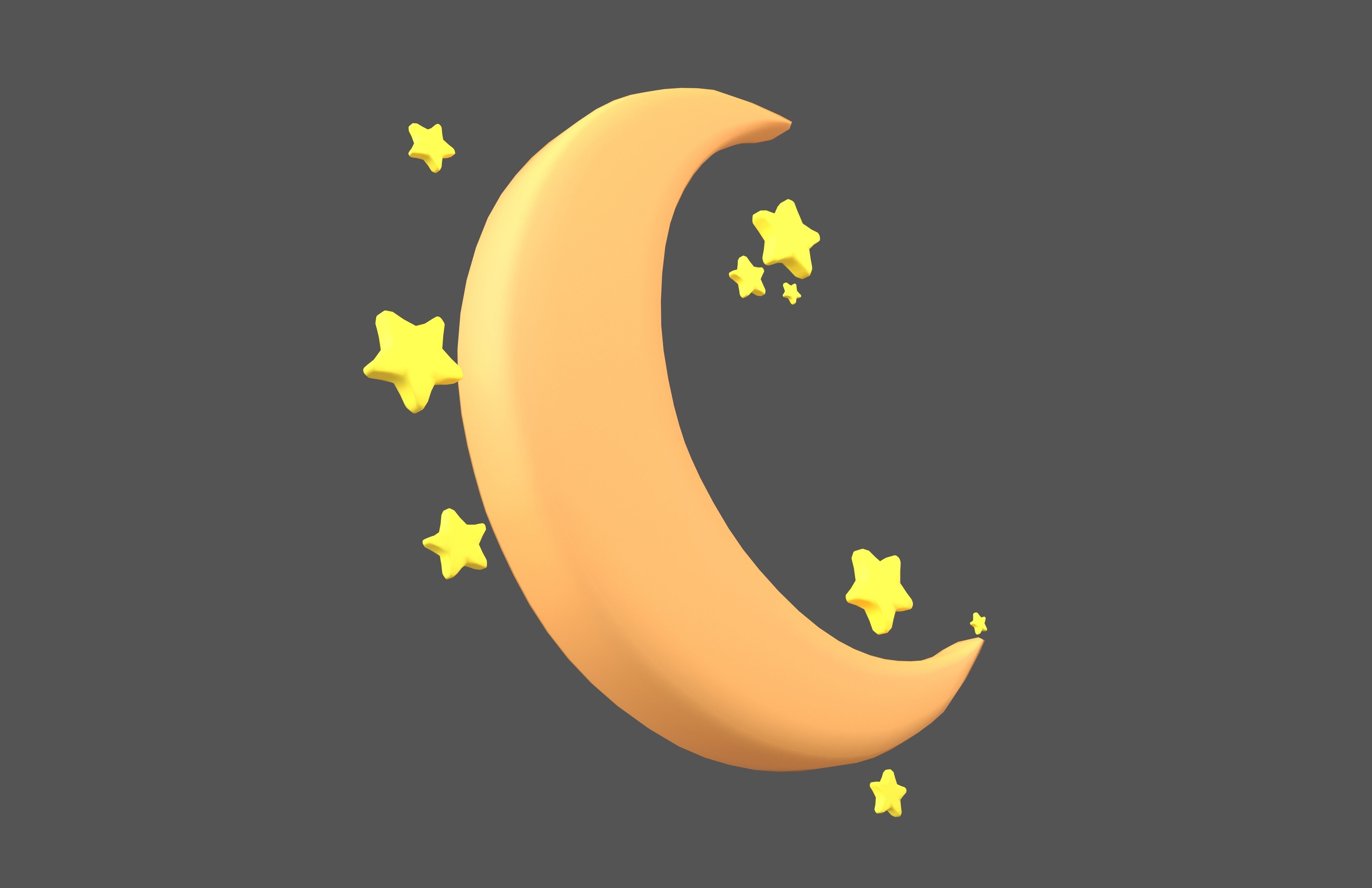 Cartoon Moon v3 002 Low-poly 3D model_3