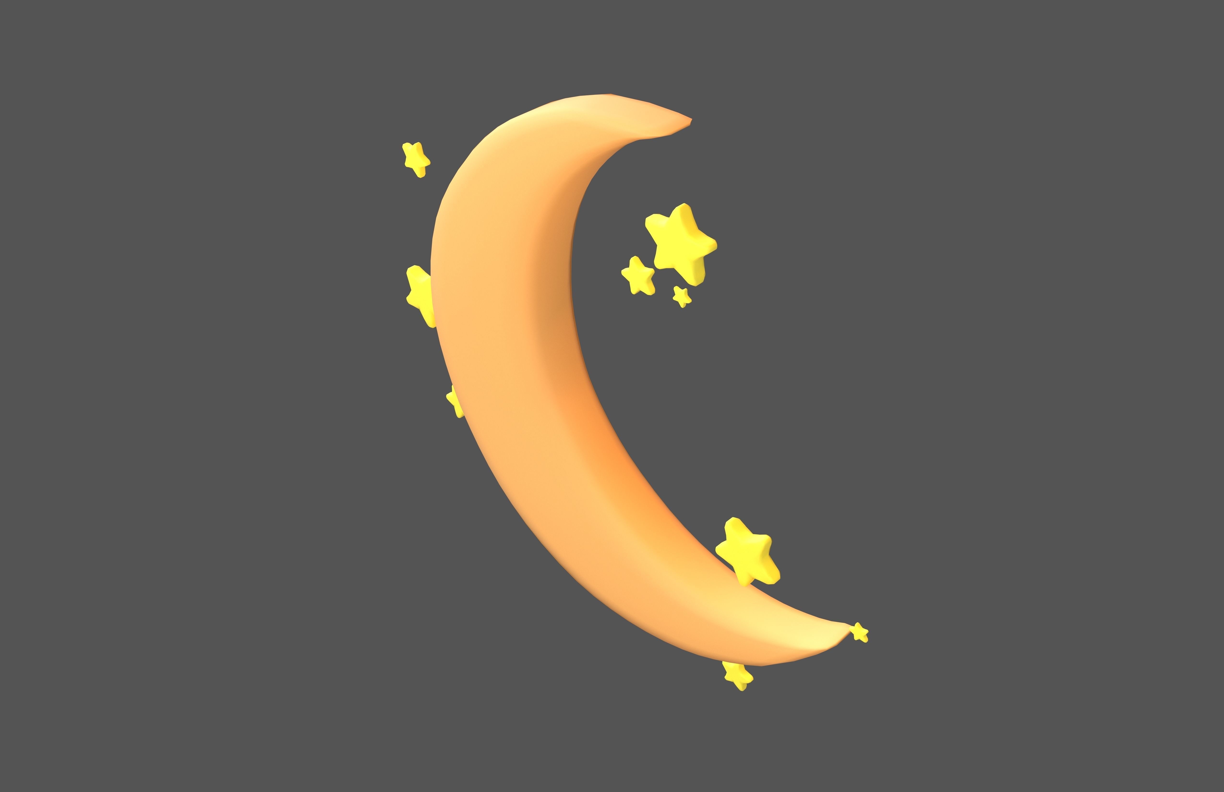 Cartoon Moon v3 002 Low-poly 3D model_2