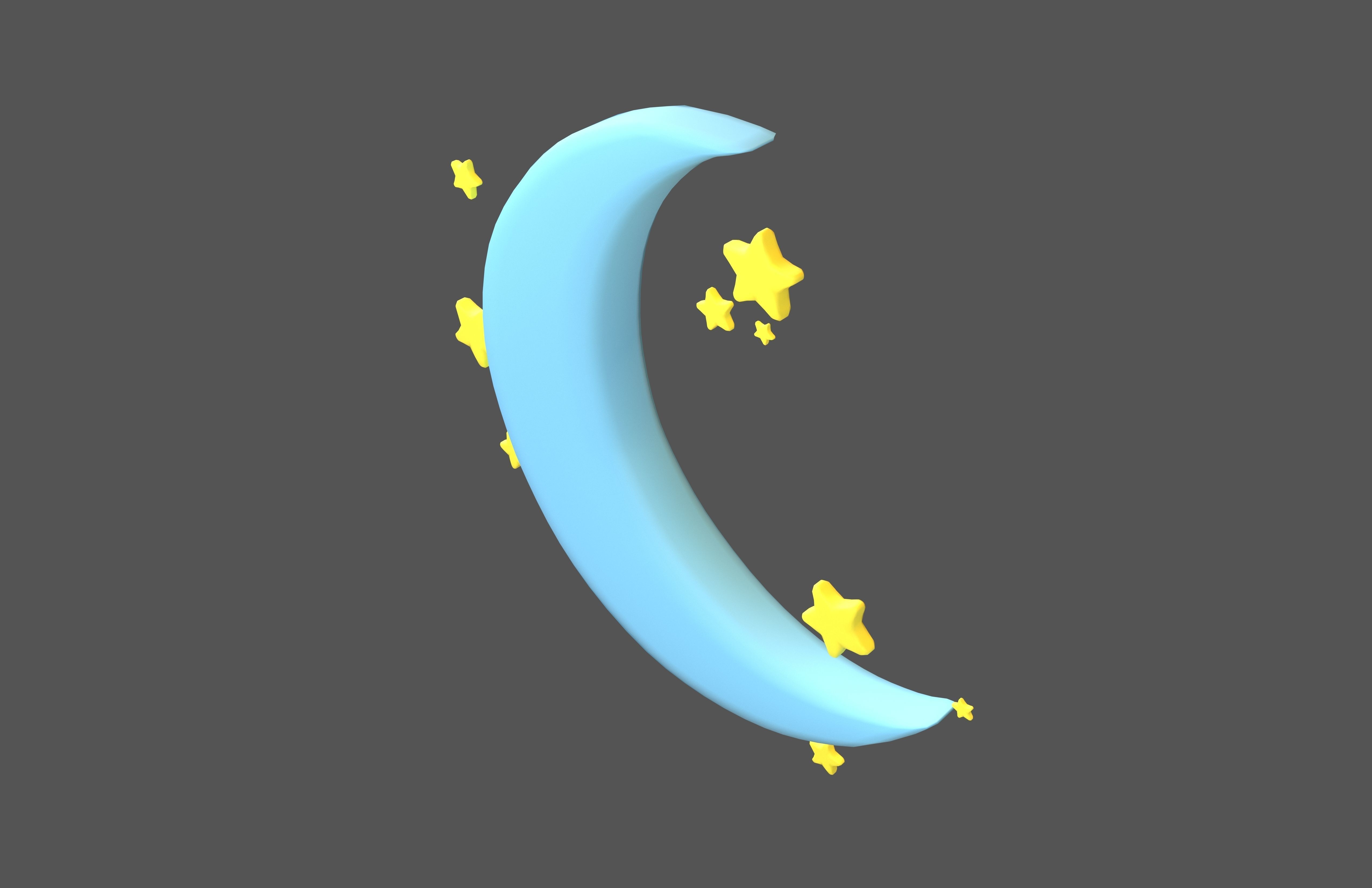 Cartoon Moon v3 003 Low-poly 3D model_2