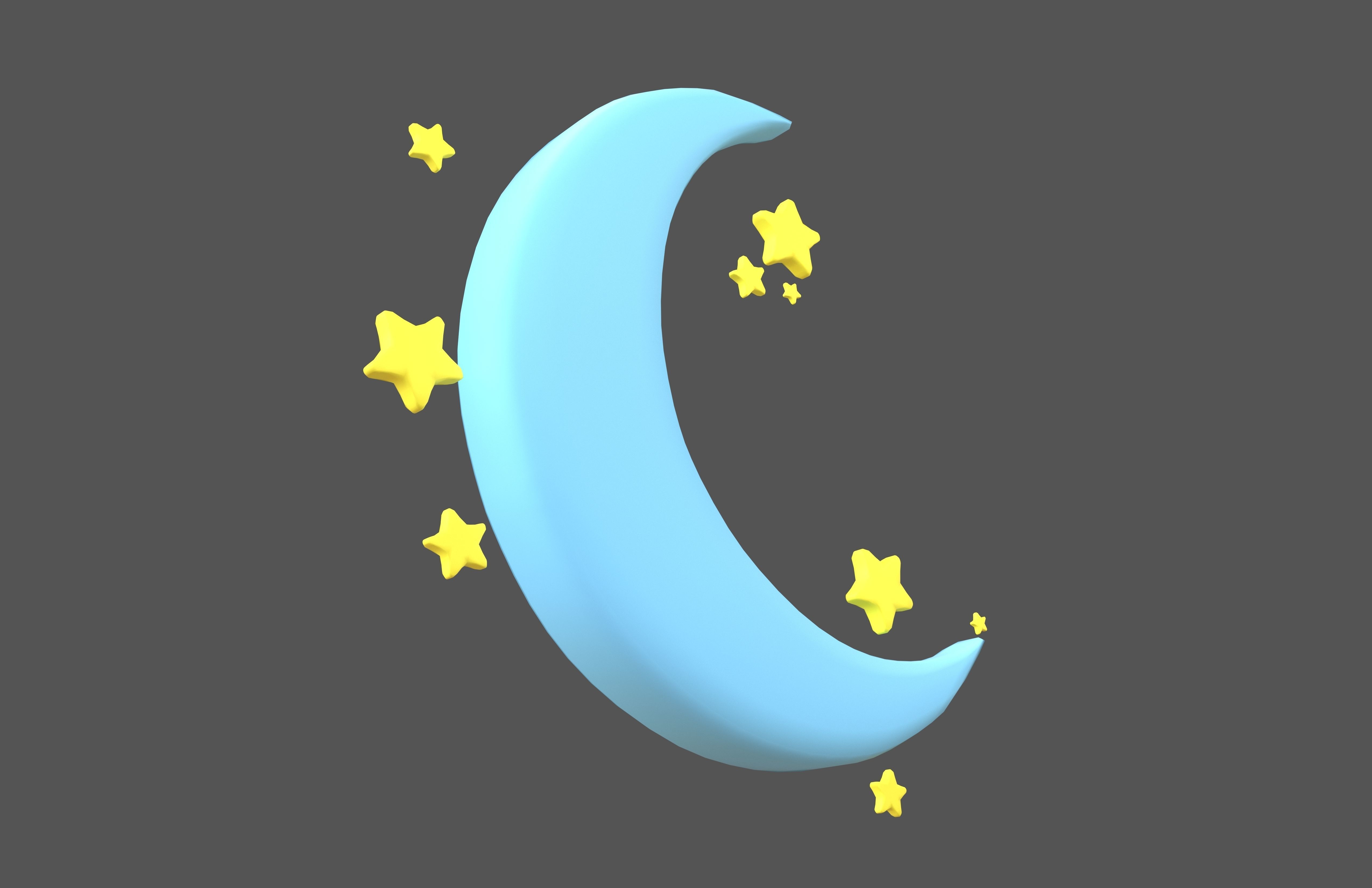 Cartoon Moon v3 003 Low-poly 3D model_3