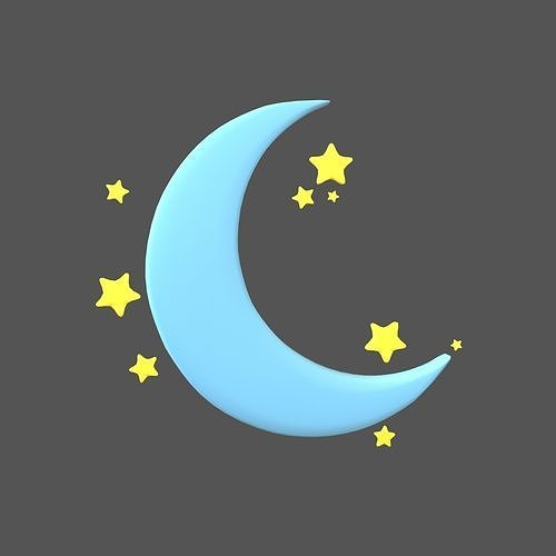 Cartoon Moon v3 003 Low-poly 3D model