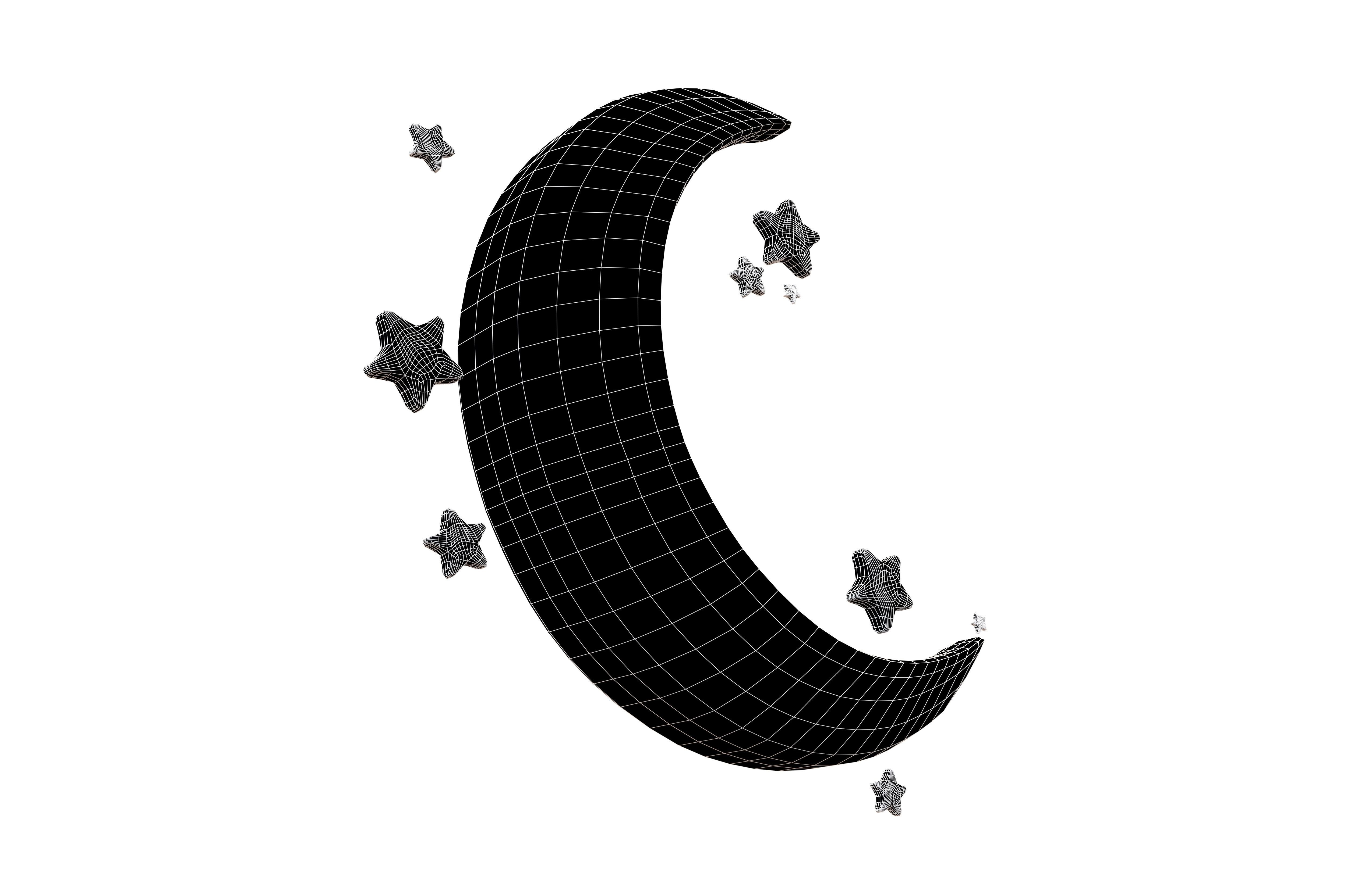 Cartoon Moon v3 003 Low-poly 3D model_4