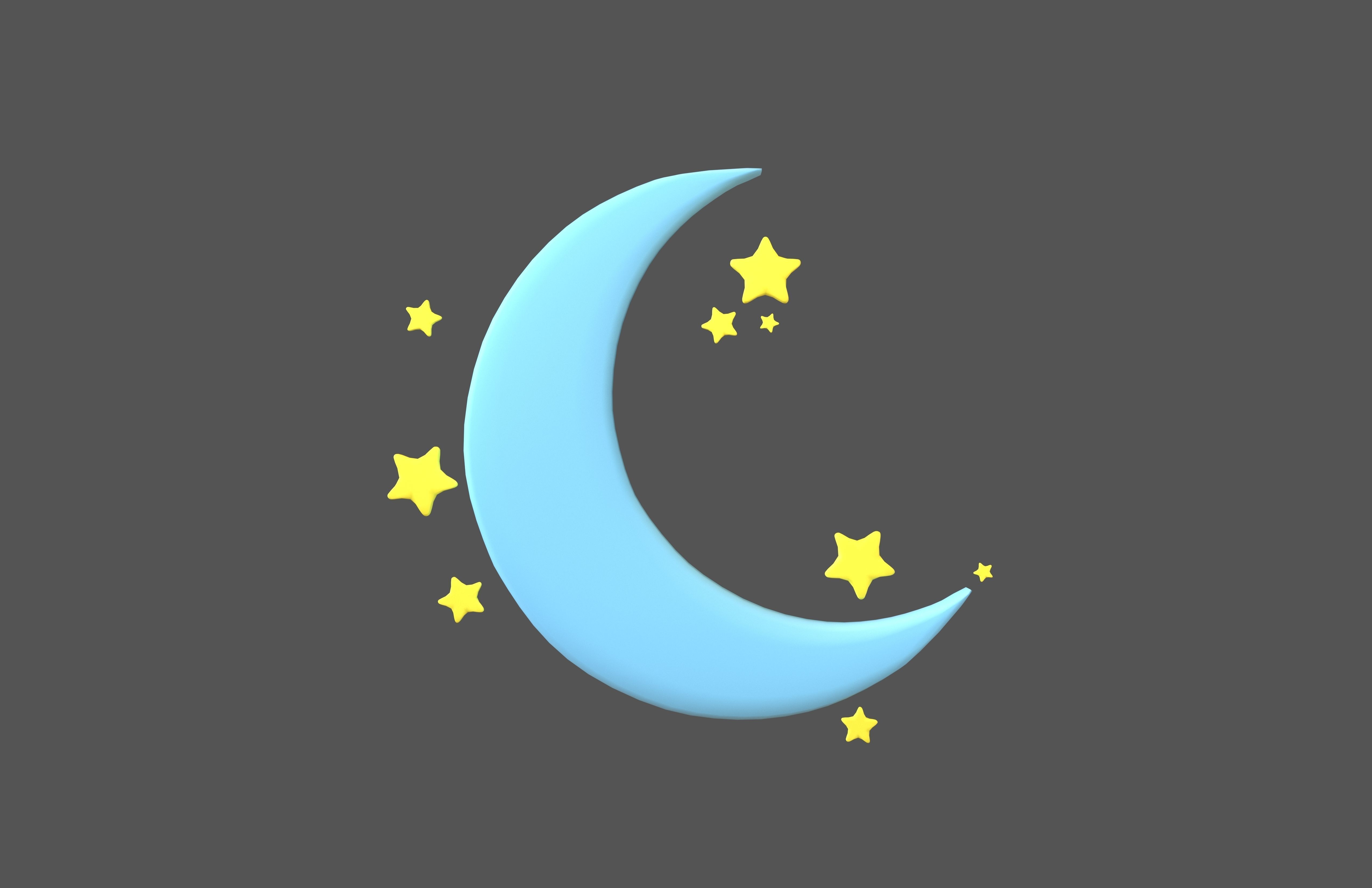 Cartoon Moon v3 003 Low-poly 3D model_1