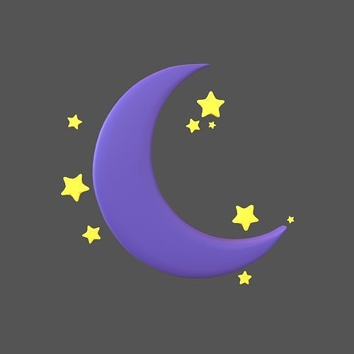 Cartoon Moon v3 004 Low-poly 3D model