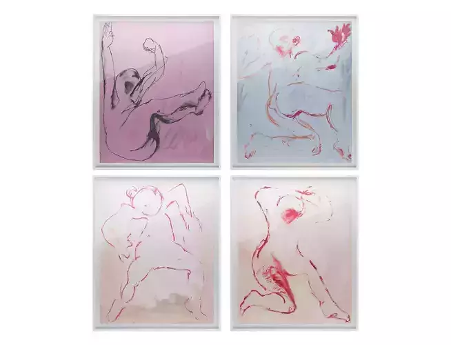 Modern abstract paintings set