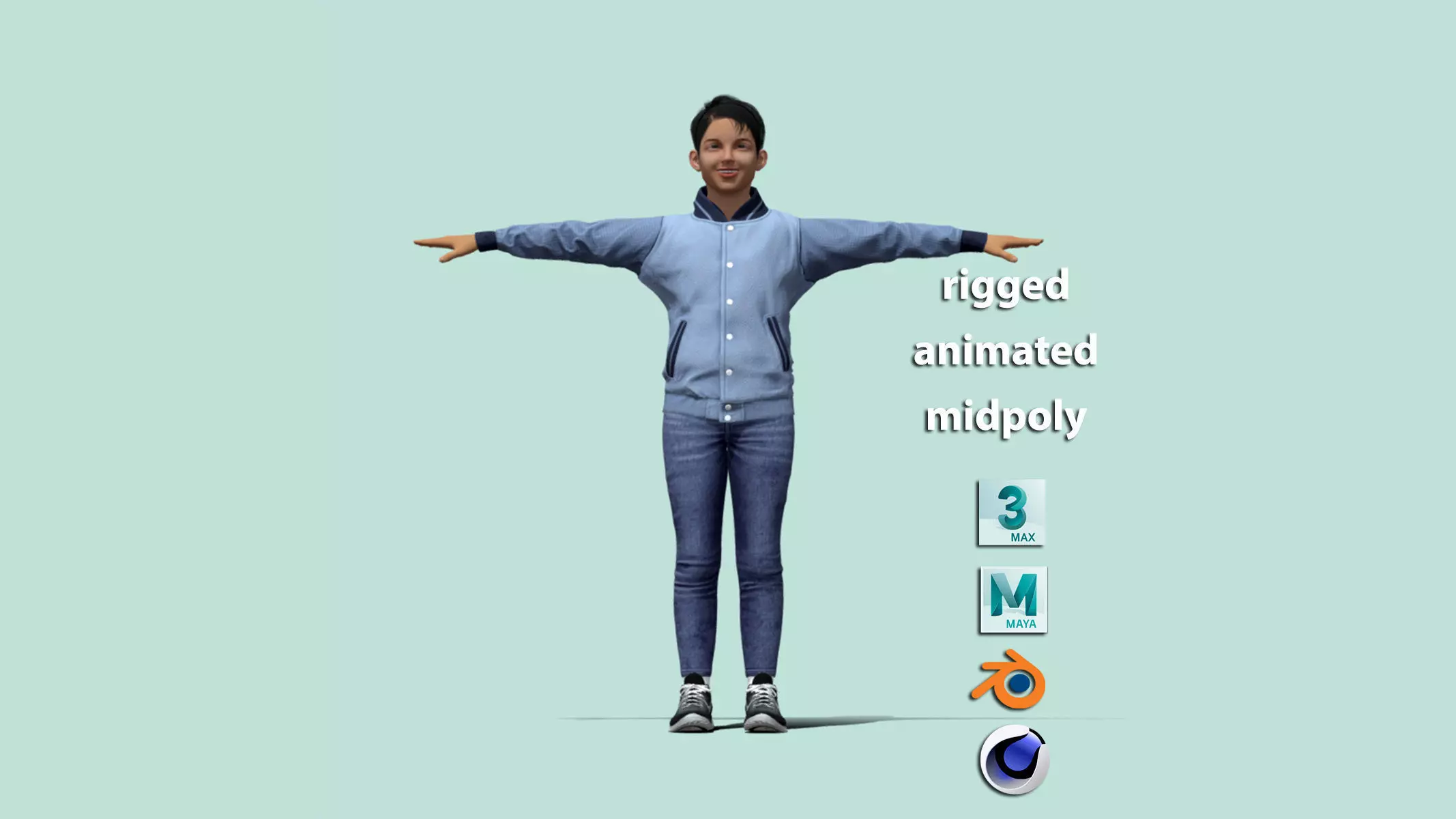 T-Pose rigged Boy 3D model_0