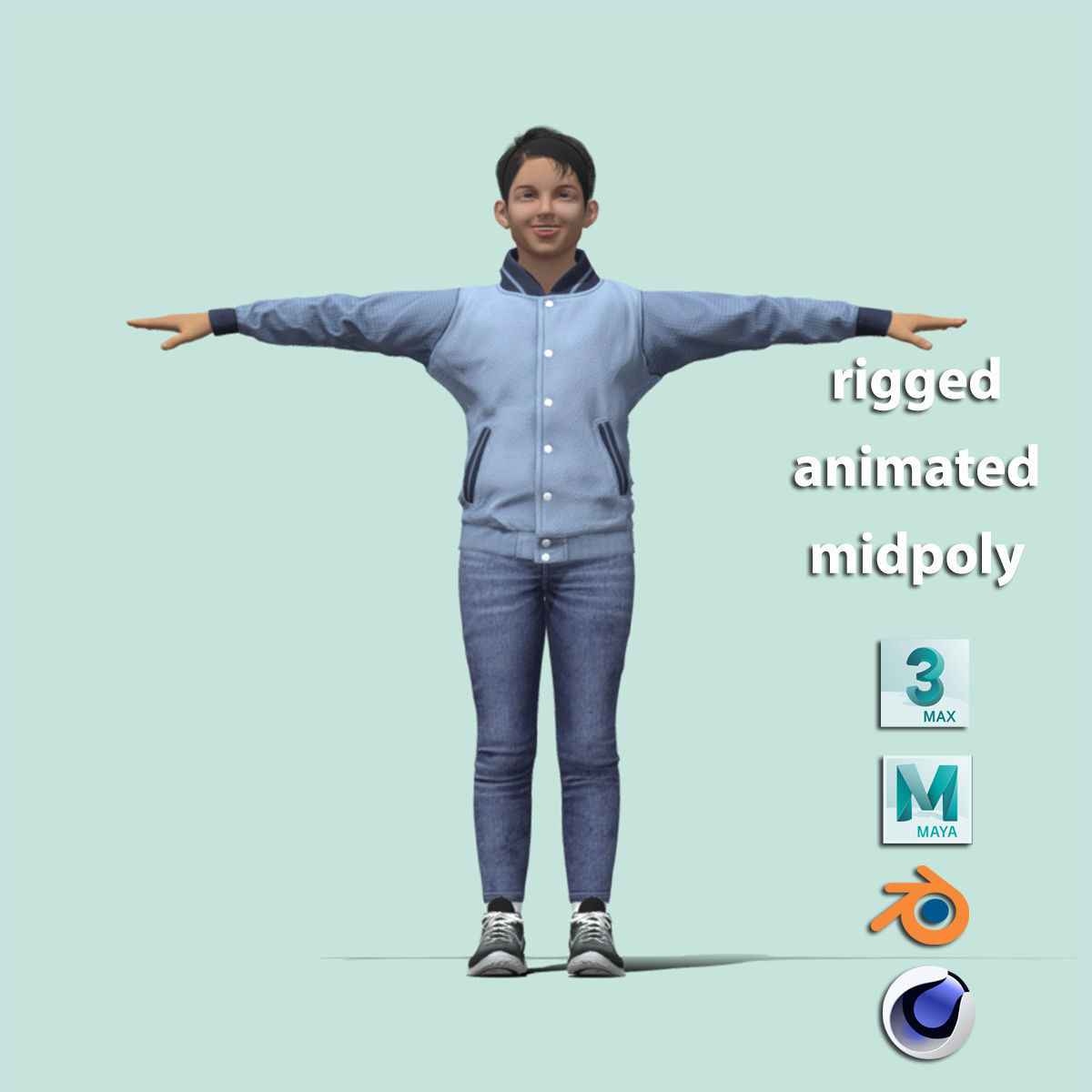 T-Pose rigged Boy 3D model_1