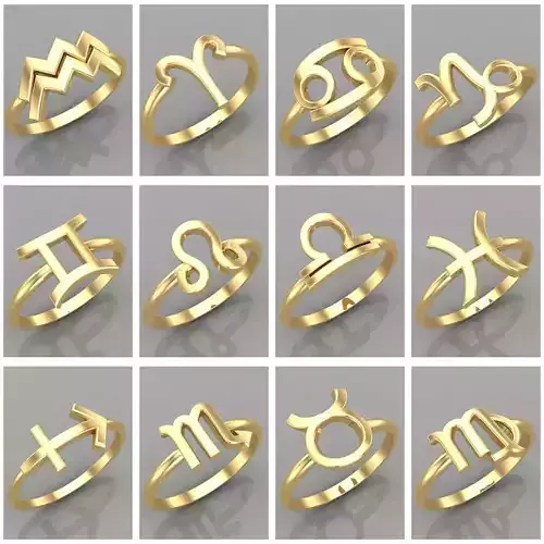 Zodiac Ring Version 1 Ready for print stl 3D Model Collection
