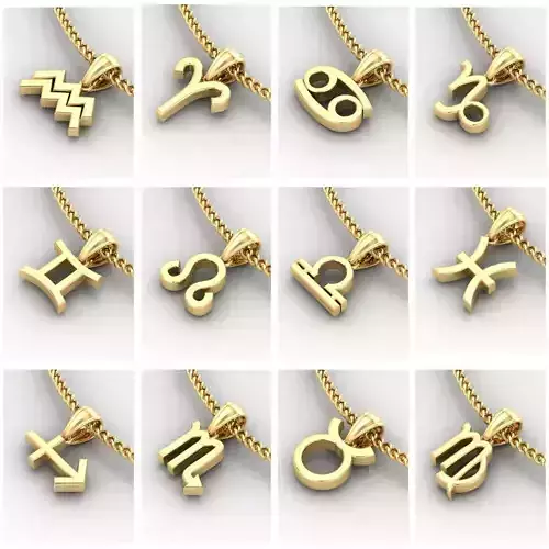 12 Zodiac Pendant Version 4 For Prints 3D Model Collection