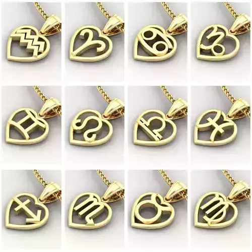 12 Zodiac Pendant Version 3 For Prints 3D Model Collection