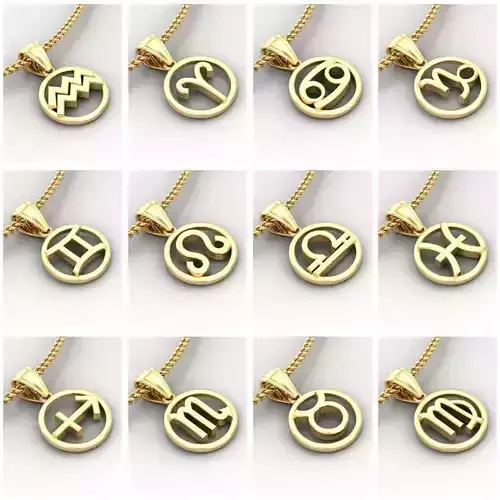 12 Zodiac Pendant Version 2 For Prints 3D Model Collection