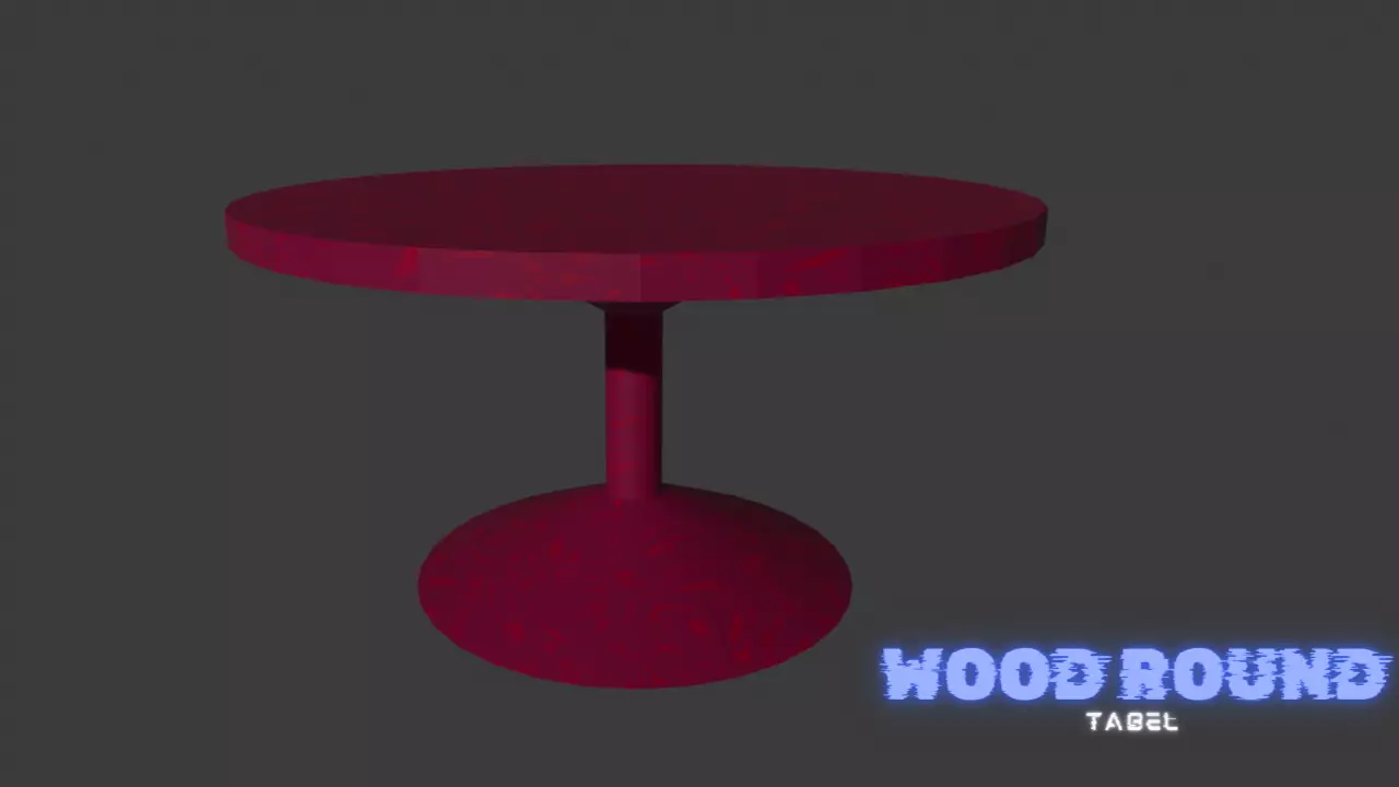 A simple round dining table with wood structure Free 3D print model_0