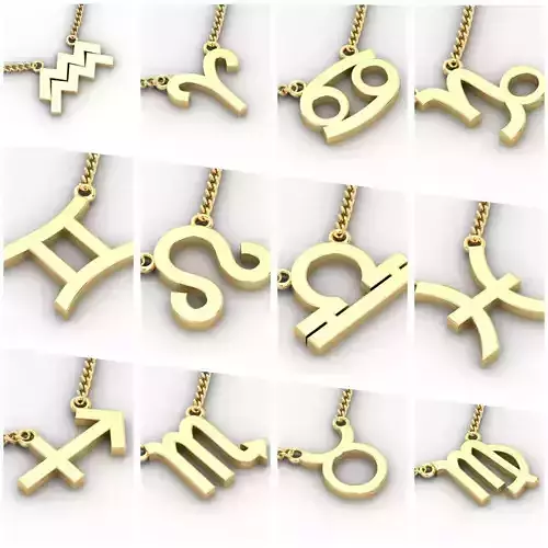 12 Zodiac Pendant Version 1 Ready For Prints 3D Model Collection