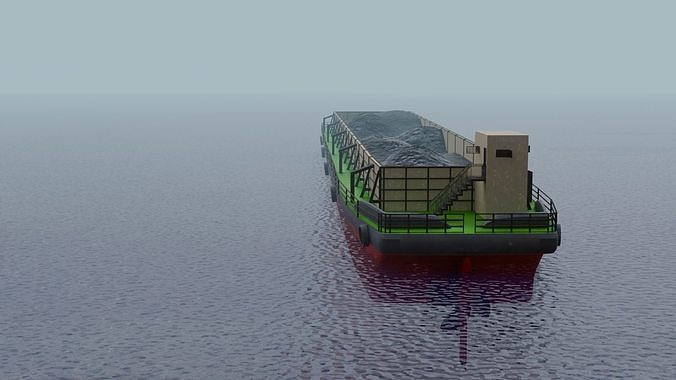 Barge Ship Low-poly 3D model