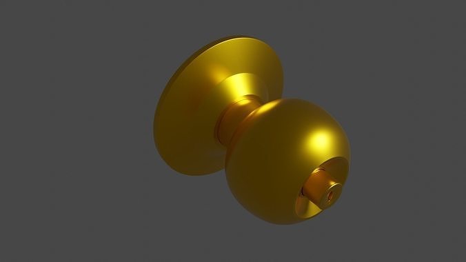 Door handle lock rounded Golden color Free low-poly 3D model