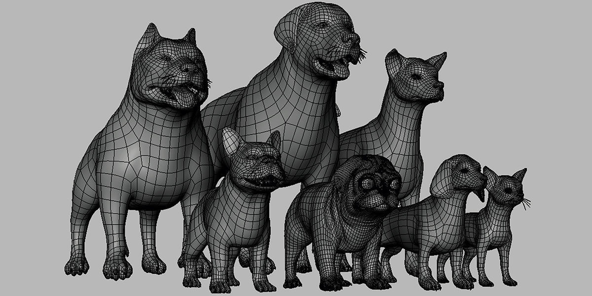 7 Mega Dog BaseMesh Pack 3D Model Collection_1