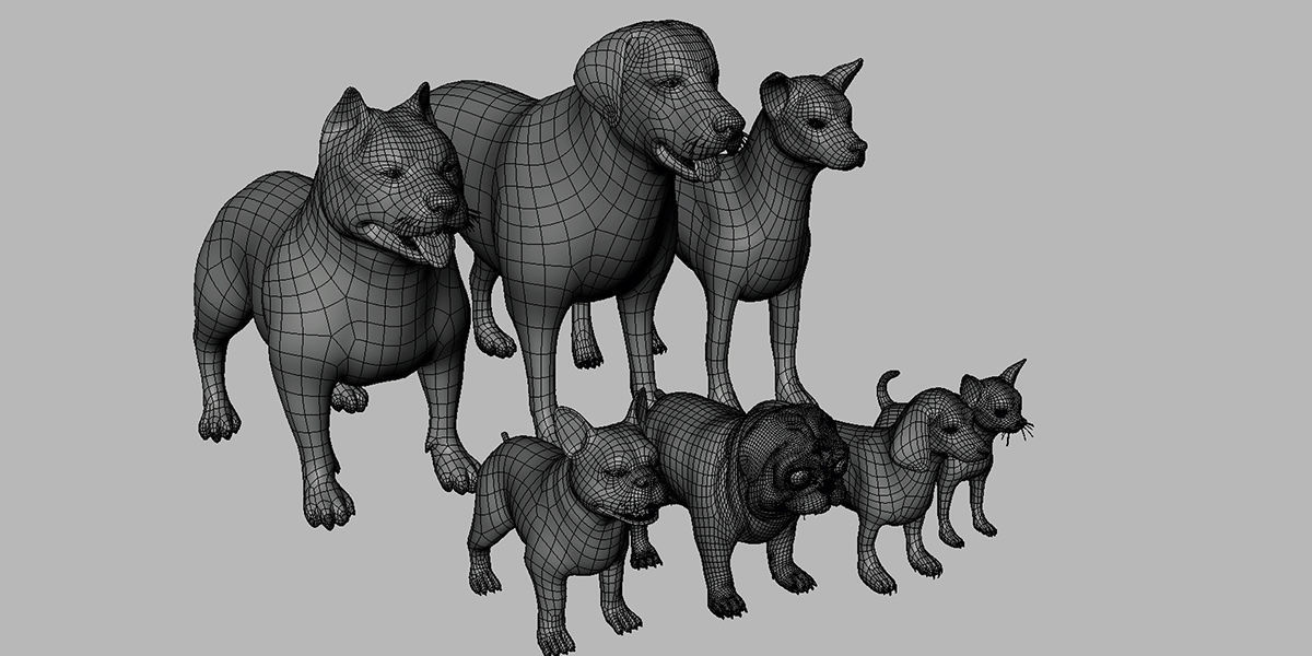 7 Mega Dog BaseMesh Pack 3D Model Collection_3