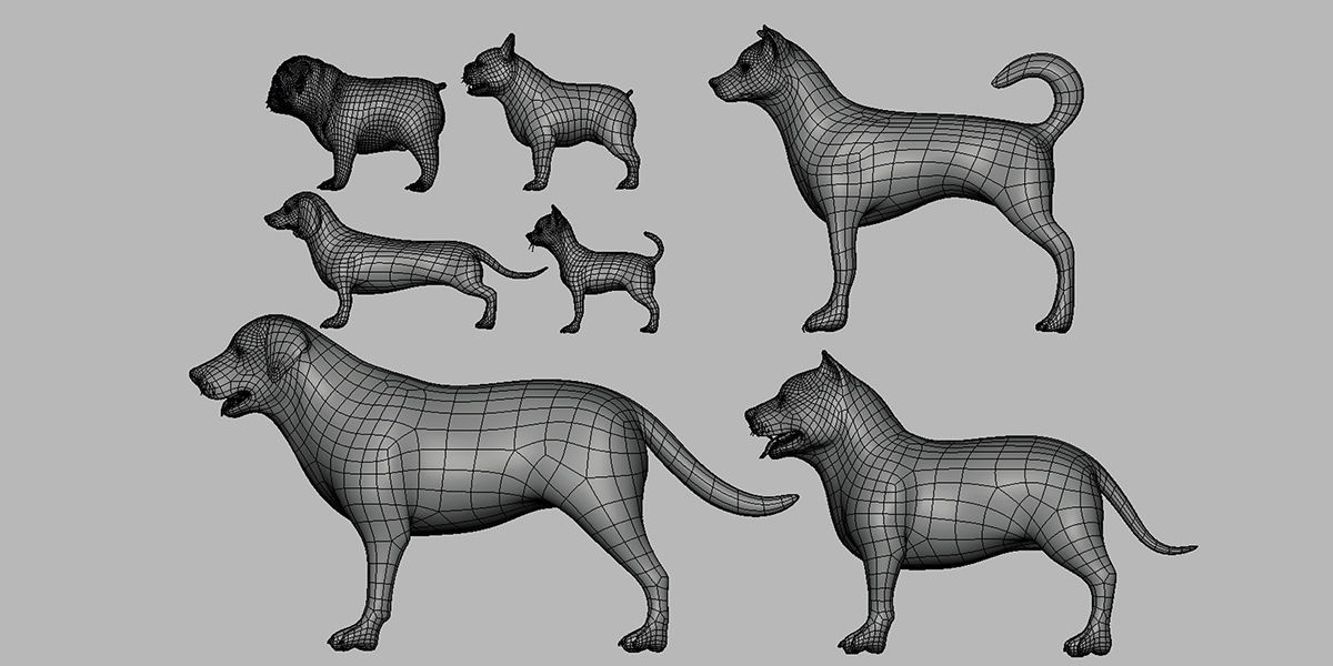 7 Mega Dog BaseMesh Pack 3D Model Collection_5