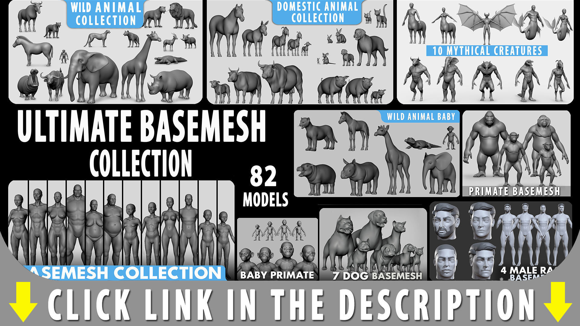 7 Mega Dog BaseMesh Pack 3D Model Collection_14