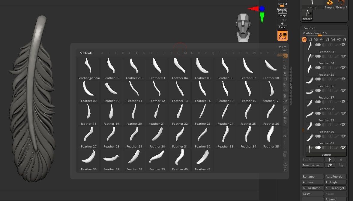 Feather pendant 3D print model_4