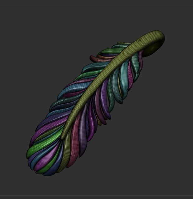 Feather pendant 3D print model_5