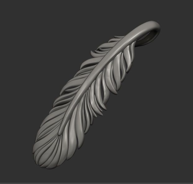 Feather pendant 3D print model_3