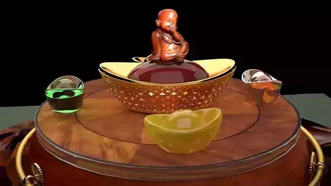  Chinese gold ingot and monk kid 