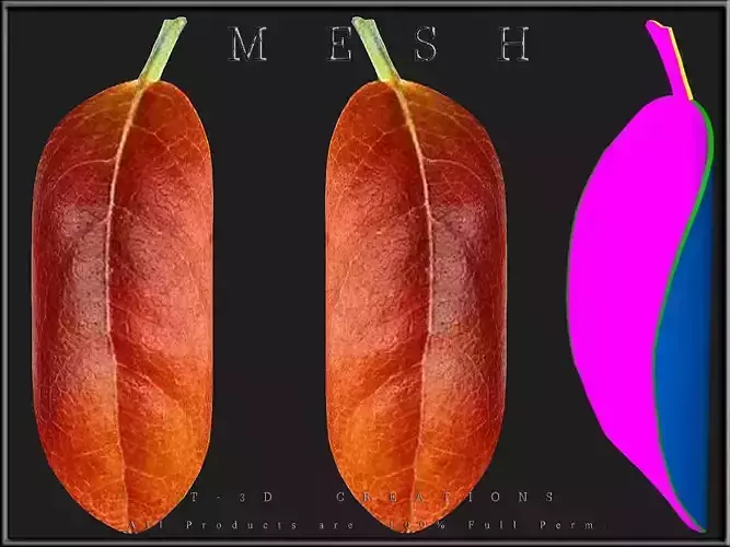 Autumn orange leaf - Curved Low-poly 3D model