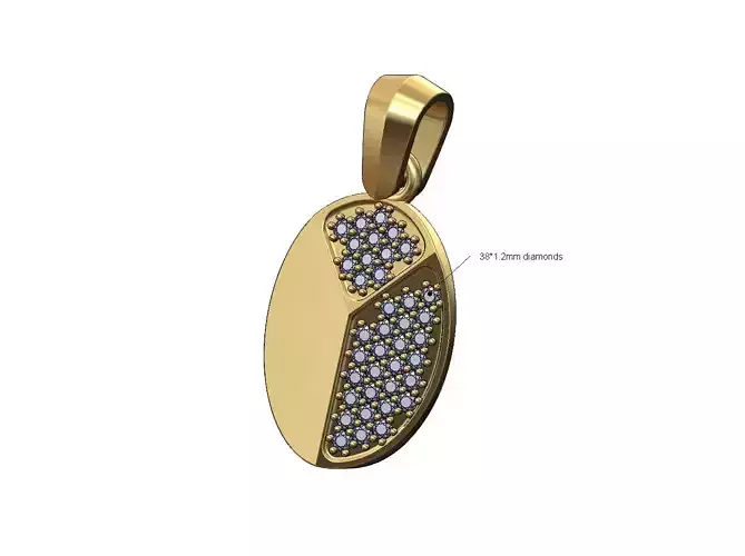 Diamond top and side faceted oval pendant charm with bail