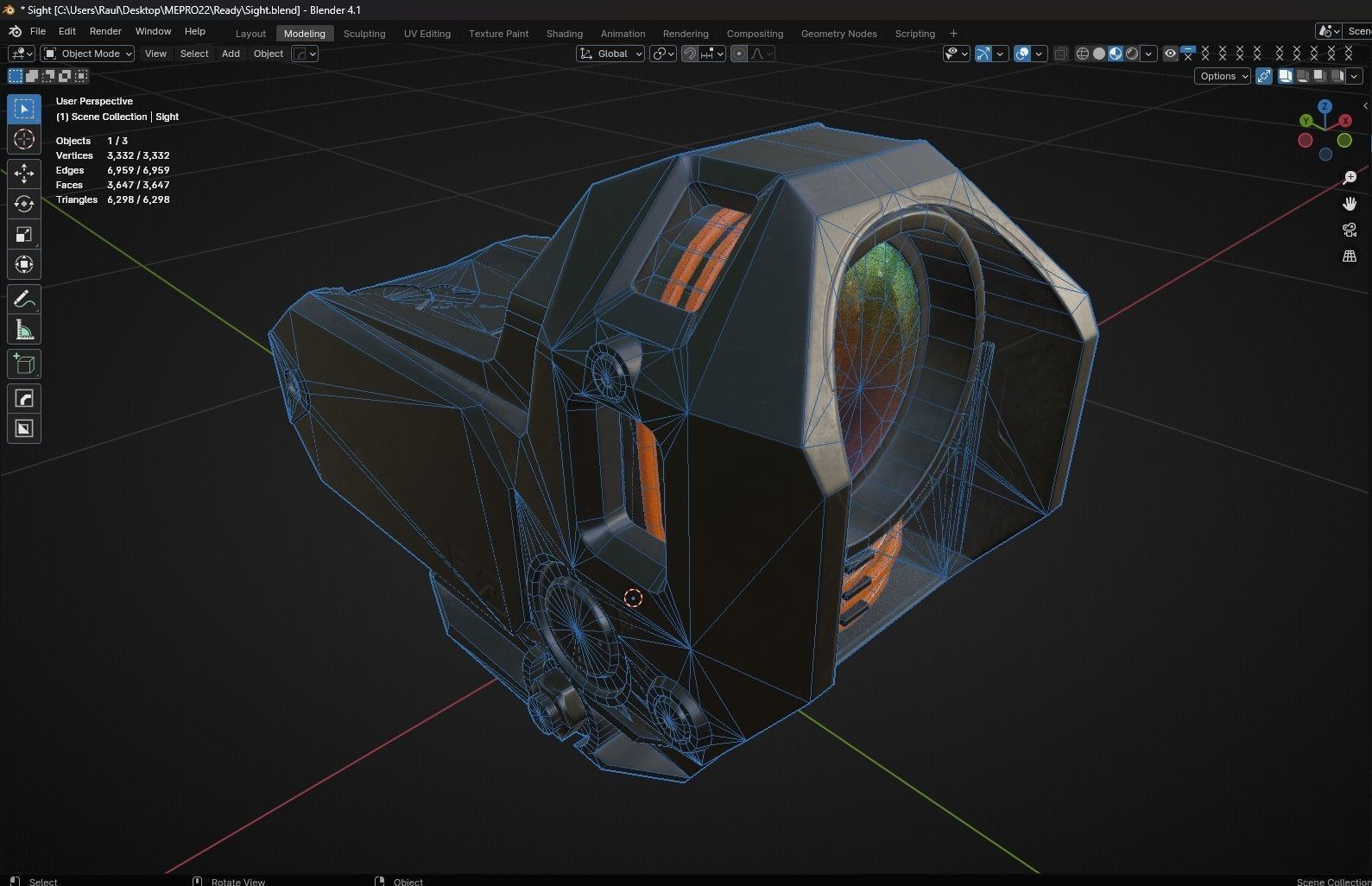 Mepro M22 Sight Lowpoly Scope Low-poly 3D model_8