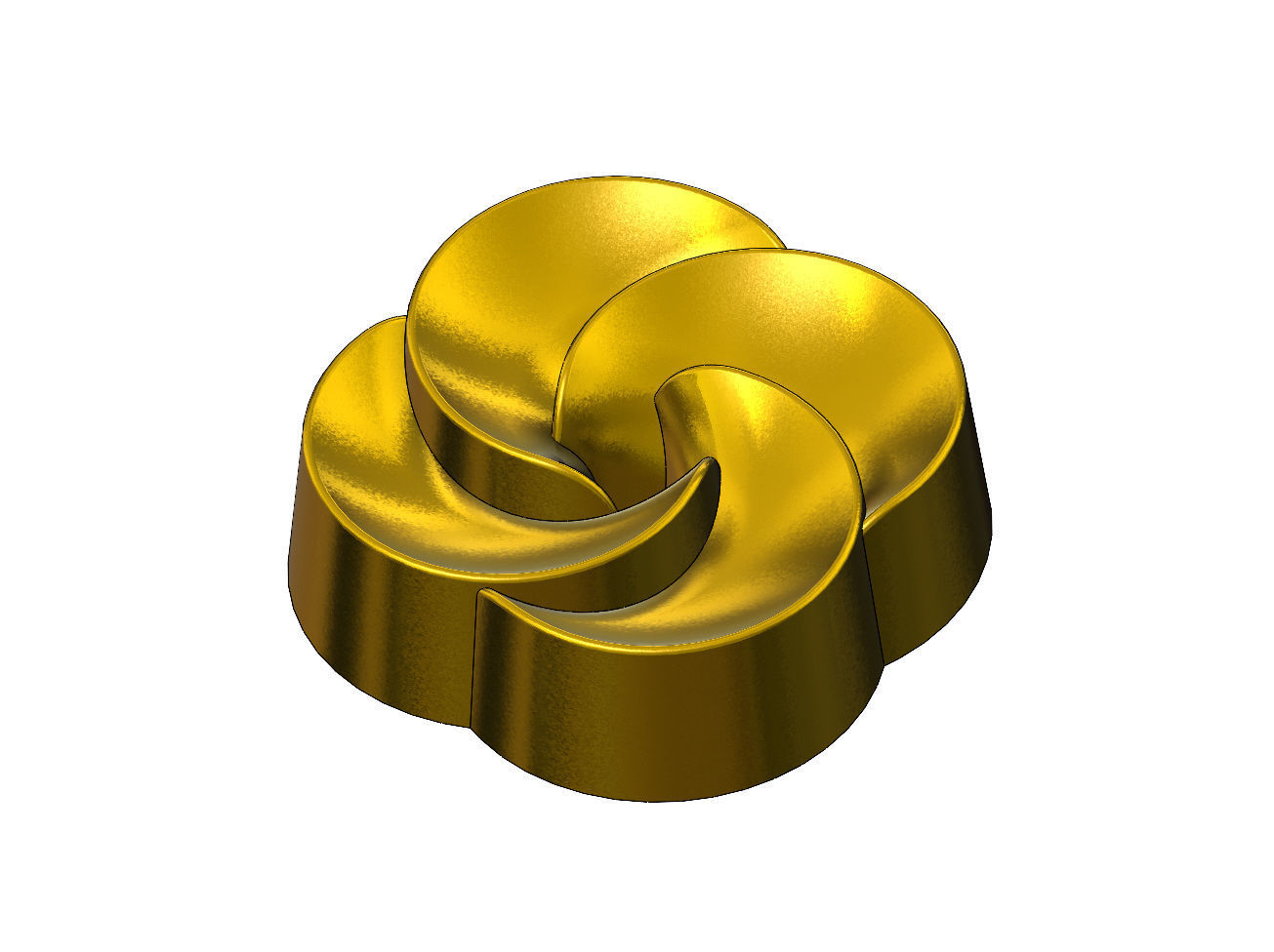 4 pedals rosette flower cake cupcake onlay relief 3D print model_8