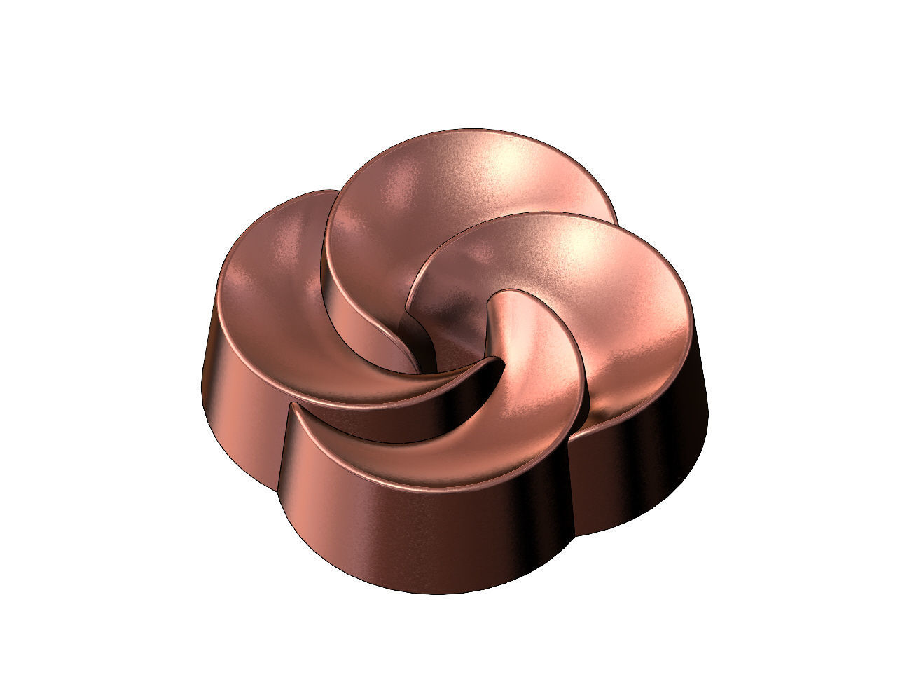 4 pedals rosette flower cake cupcake onlay relief 3D print model_12