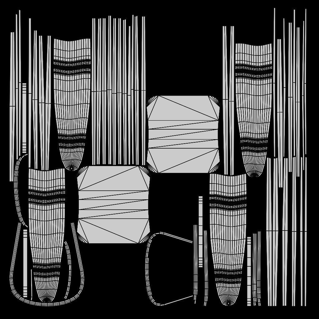 old table and chairs Low-poly 3D model_18