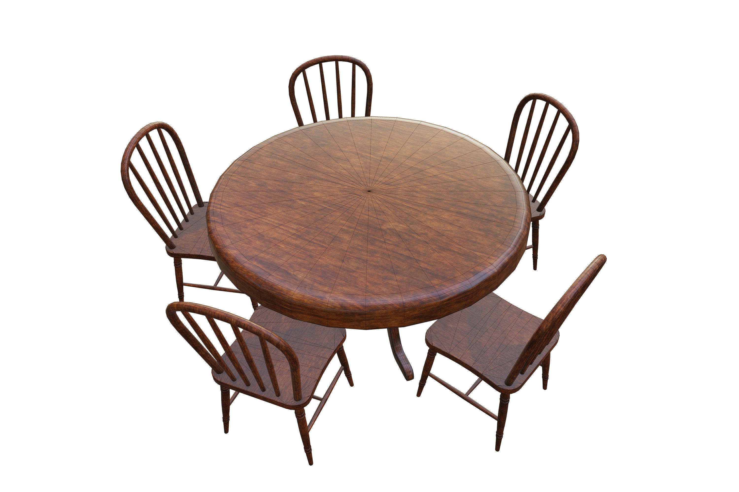 old table and chairs Low-poly 3D model_16
