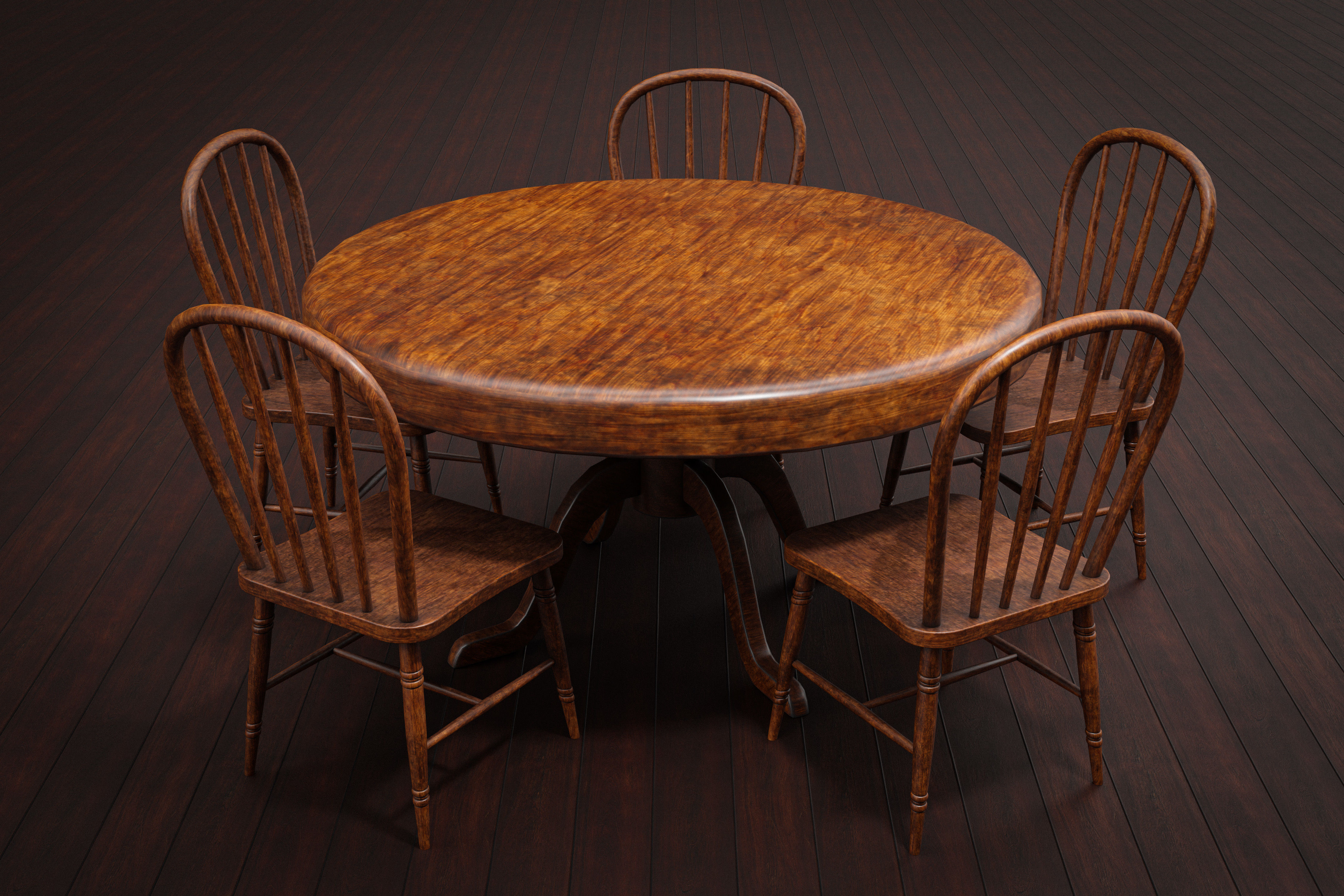 old table and chairs Low-poly 3D model_2