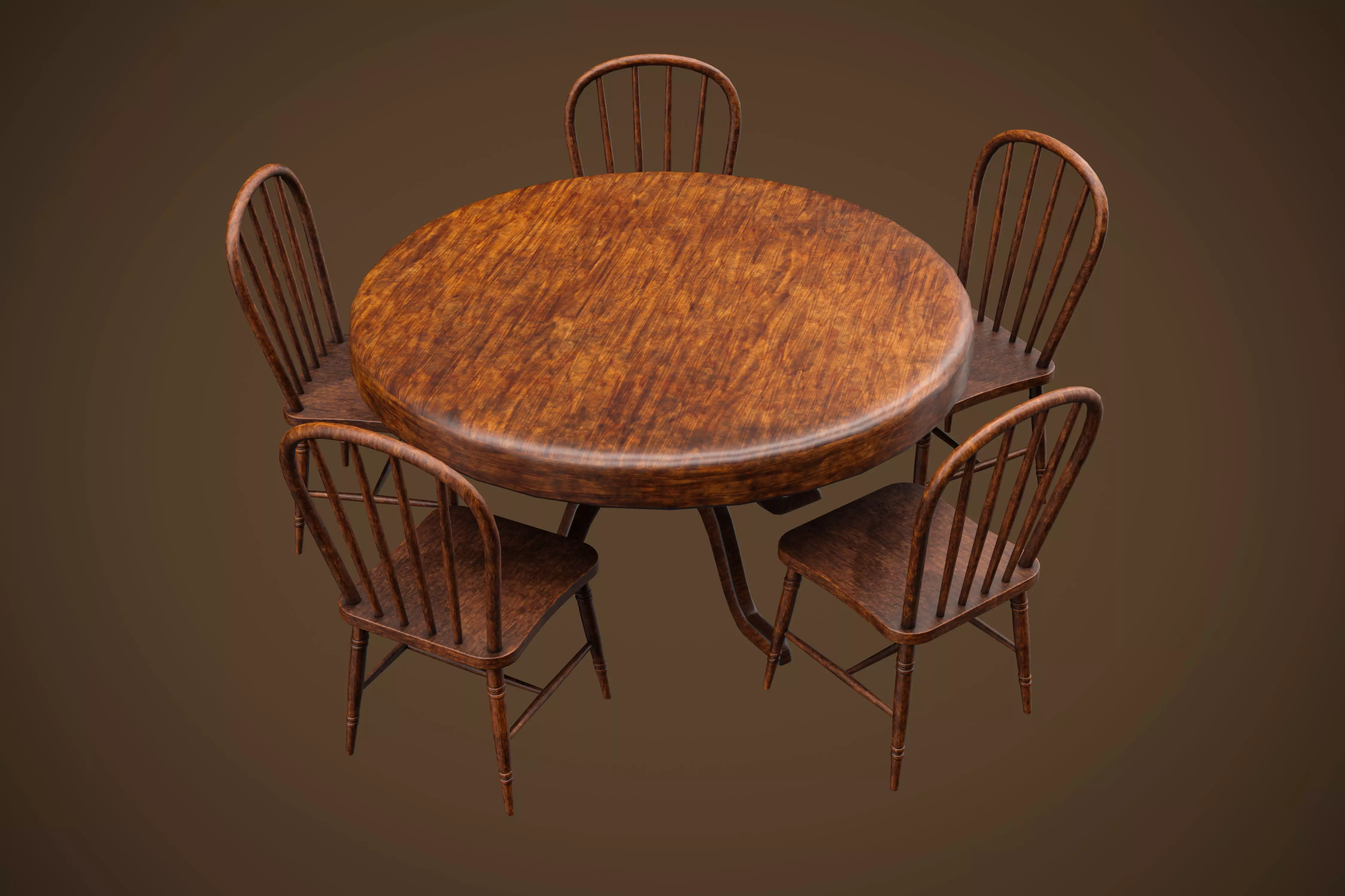 old table and chairs Low-poly 3D model_0