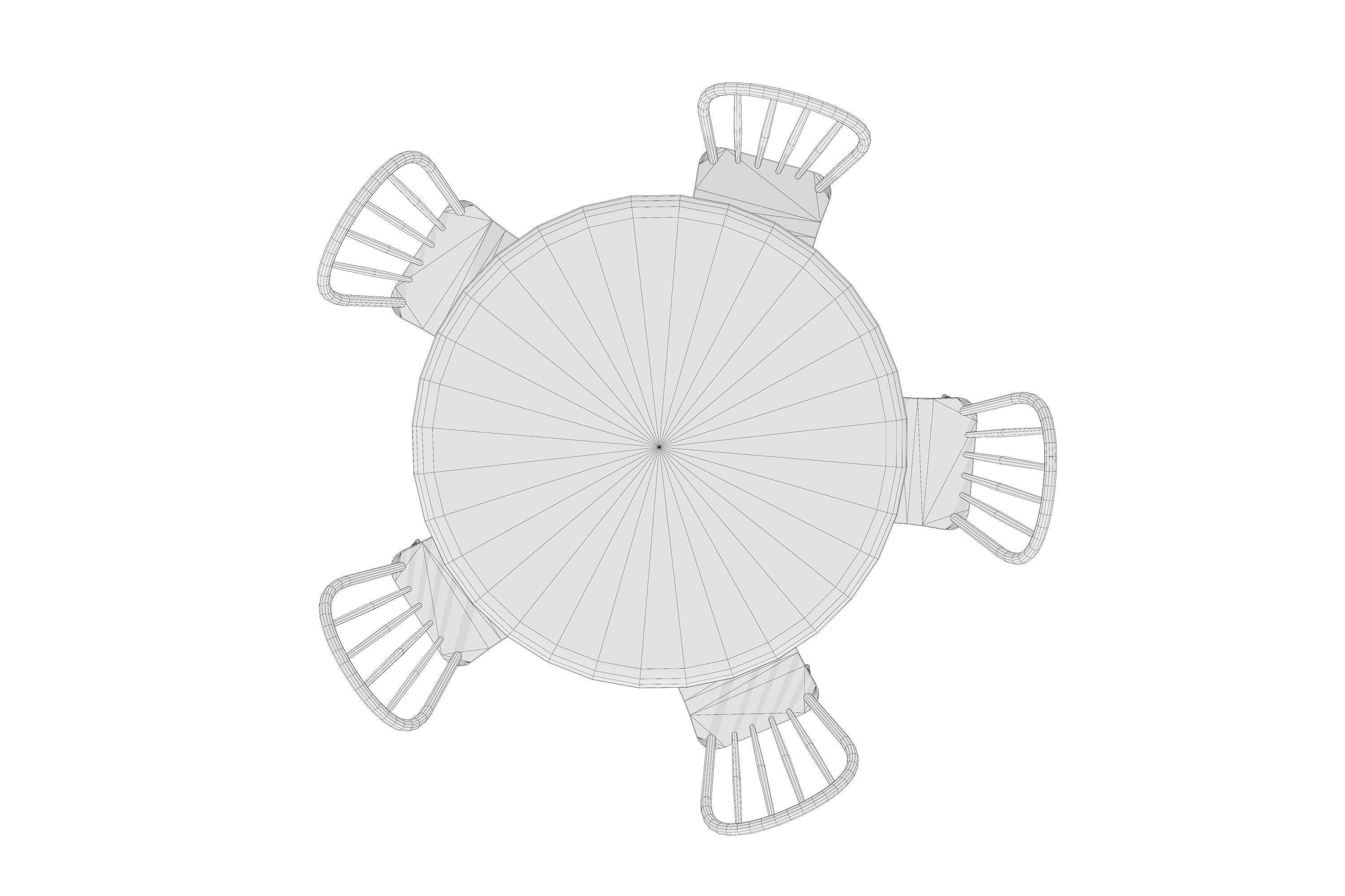 old table and chairs Low-poly 3D model_13