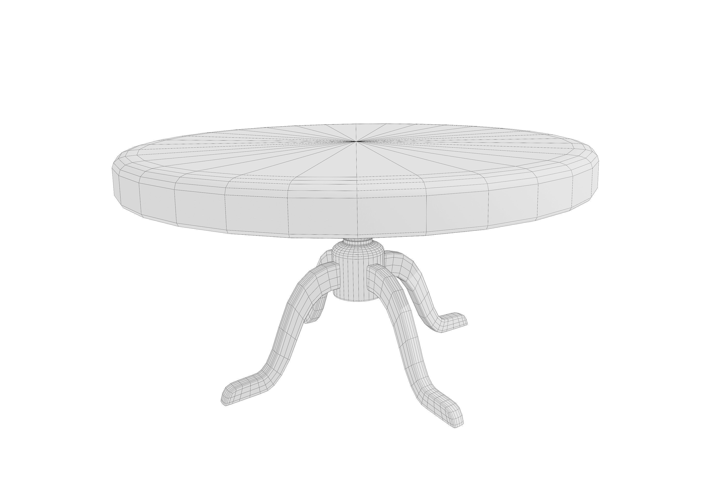 old table and chairs Low-poly 3D model_15